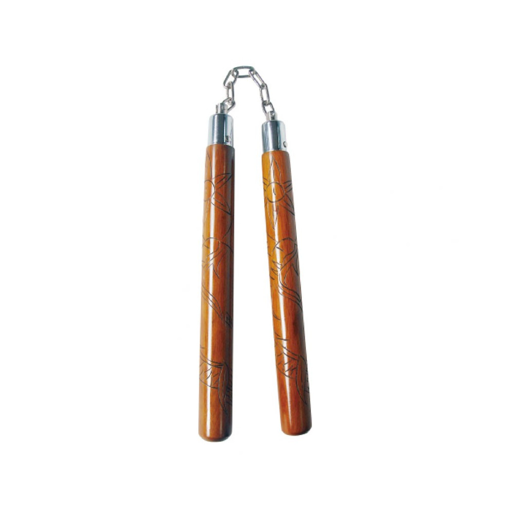 nunchaku legno tondo con catena incisione drago nunchaku legno tondo con catena incisione drago