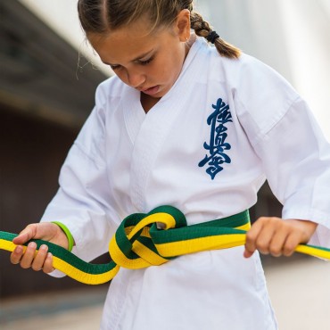 Kyokushinkai cintura cotone bicolore giallo verde