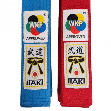 cinture Itaki karate approvate WKF rosso blu