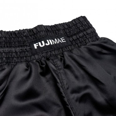 shorts Basic raso nero Fuji Mae thai kick boxe K1