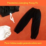 pantaloni Kung Fu chiusi alla caviglia puro cotone colore nero