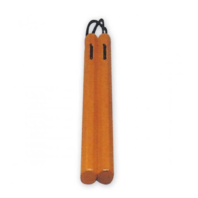 Nunchaku in legno naturale ottagonale con corda.