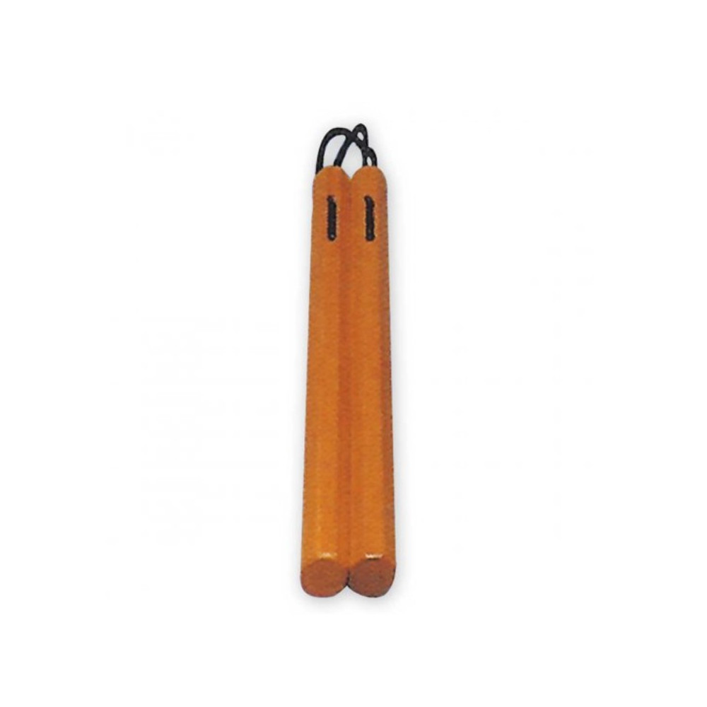 Nunchaku in legno naturale ottagonale con corda.